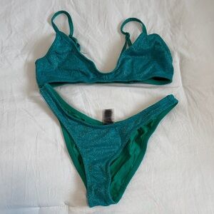 Teal Shimmer Triangl Bikini Set - Sparkle Two-Piece